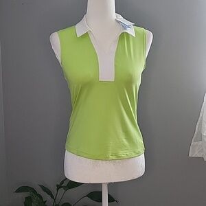 Sigrid Olsen Lime Green Golf Tennis UPF 50 Moisture Wick Quick Dry Top Size XS